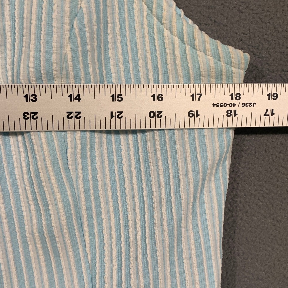Perception Seersucker Vest Women Medium Blue White Striped Coastal Grandma Retro - Picture 4 of 7